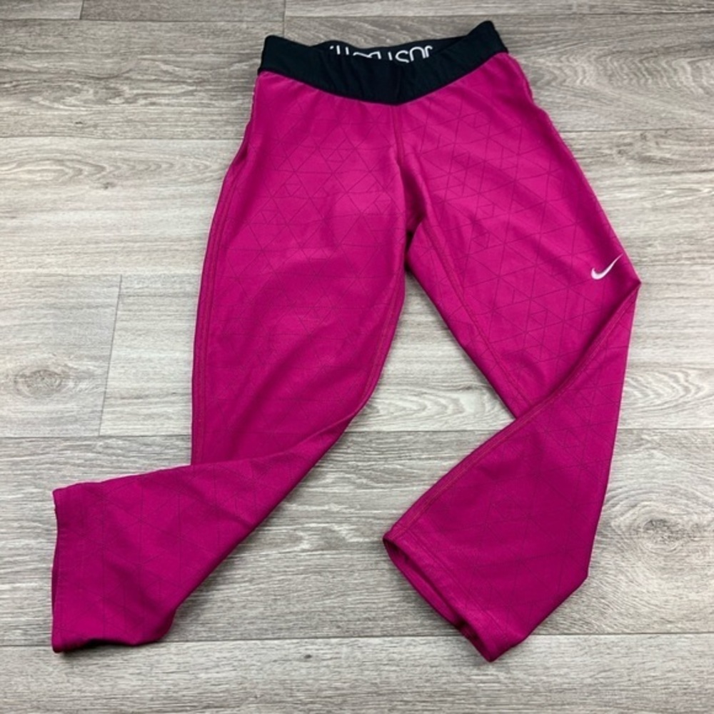 Pink Nike Logo Gym crop Workout Leggings